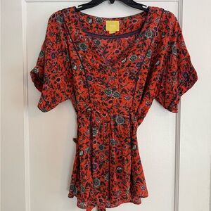 Anthropologie Maeve Women's Floral Red Top